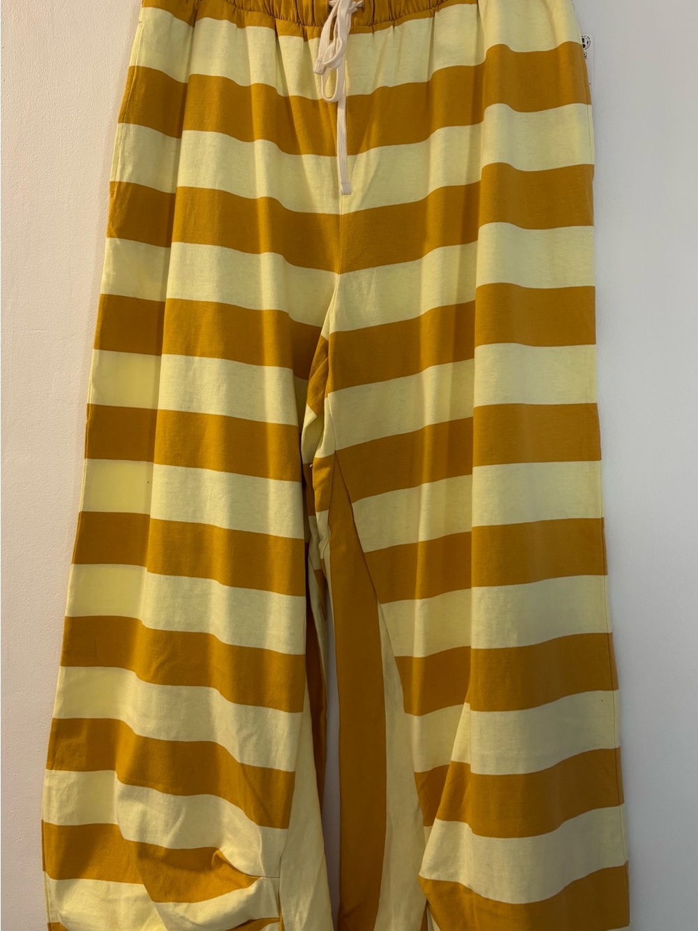 Free People NWT Wide Leg Striped Lounge Pants in Mustard & Cream